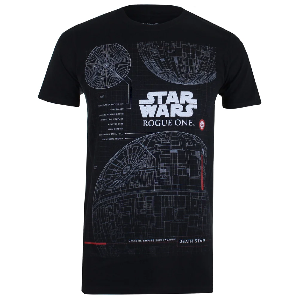Star Wars Death Star Plans Heren T-Shirt - Zwart - S - Zwart Afbeelding 1