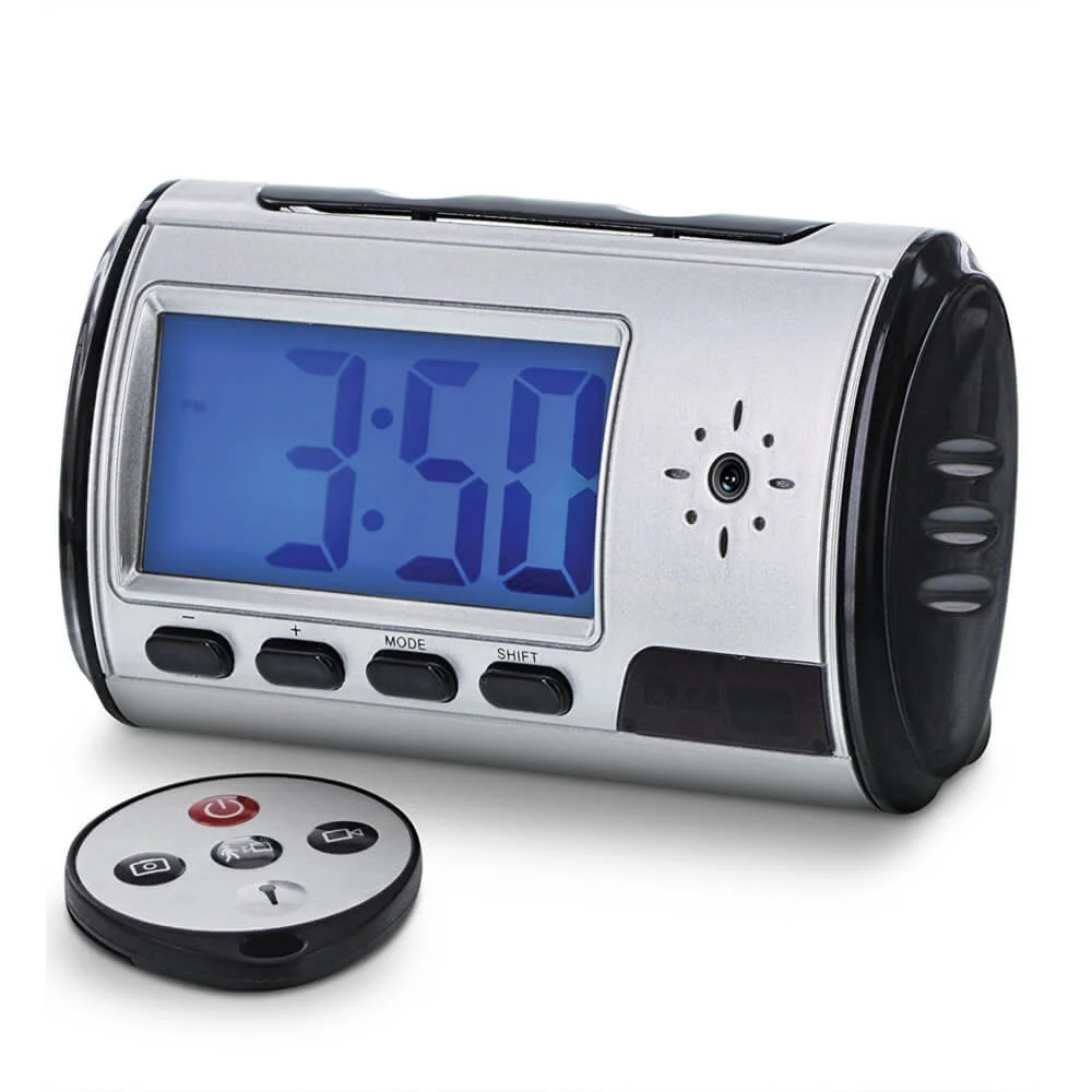 Aduro DVR Digital Video Camera Alarm Clock Nanny Cam - Silver/Black Afbeelding 1