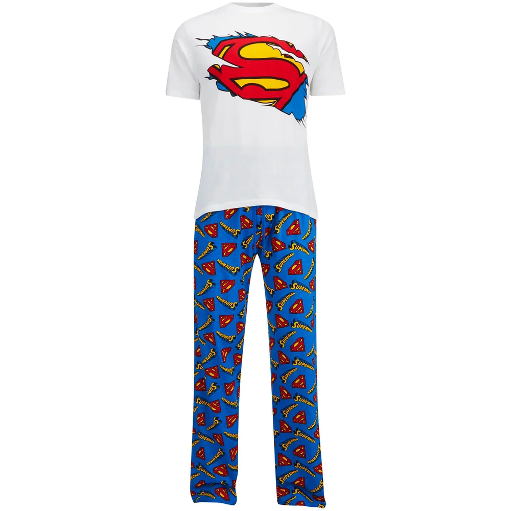 DC Comics Mannen Superman Pyjama Set - Wit - S - Wit Afbeelding 1