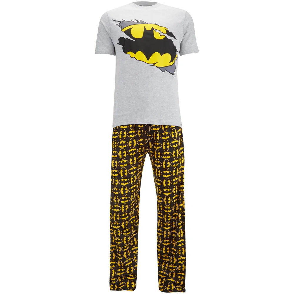 DC Comics Men's Batman Pyjama Set - Grey Marl - S - Grijs Afbeelding 1