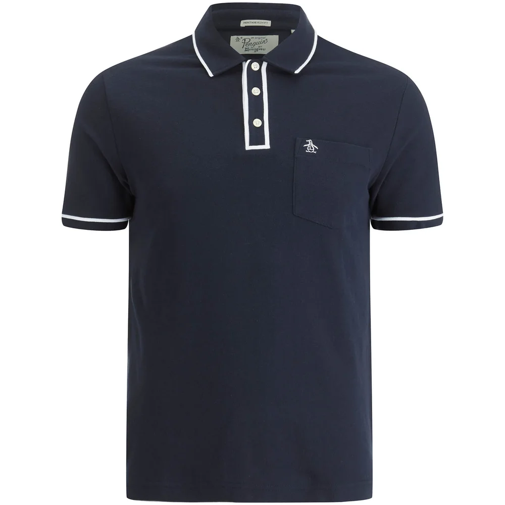 Original Penguin Men's Earl Tipped Polo Shirt - Dark Sapphire - S - Blauw Afbeelding 1