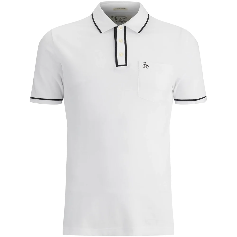 Original Penguin Men's Earl Tipped Polo Shirt - White - S - Wit Afbeelding 1