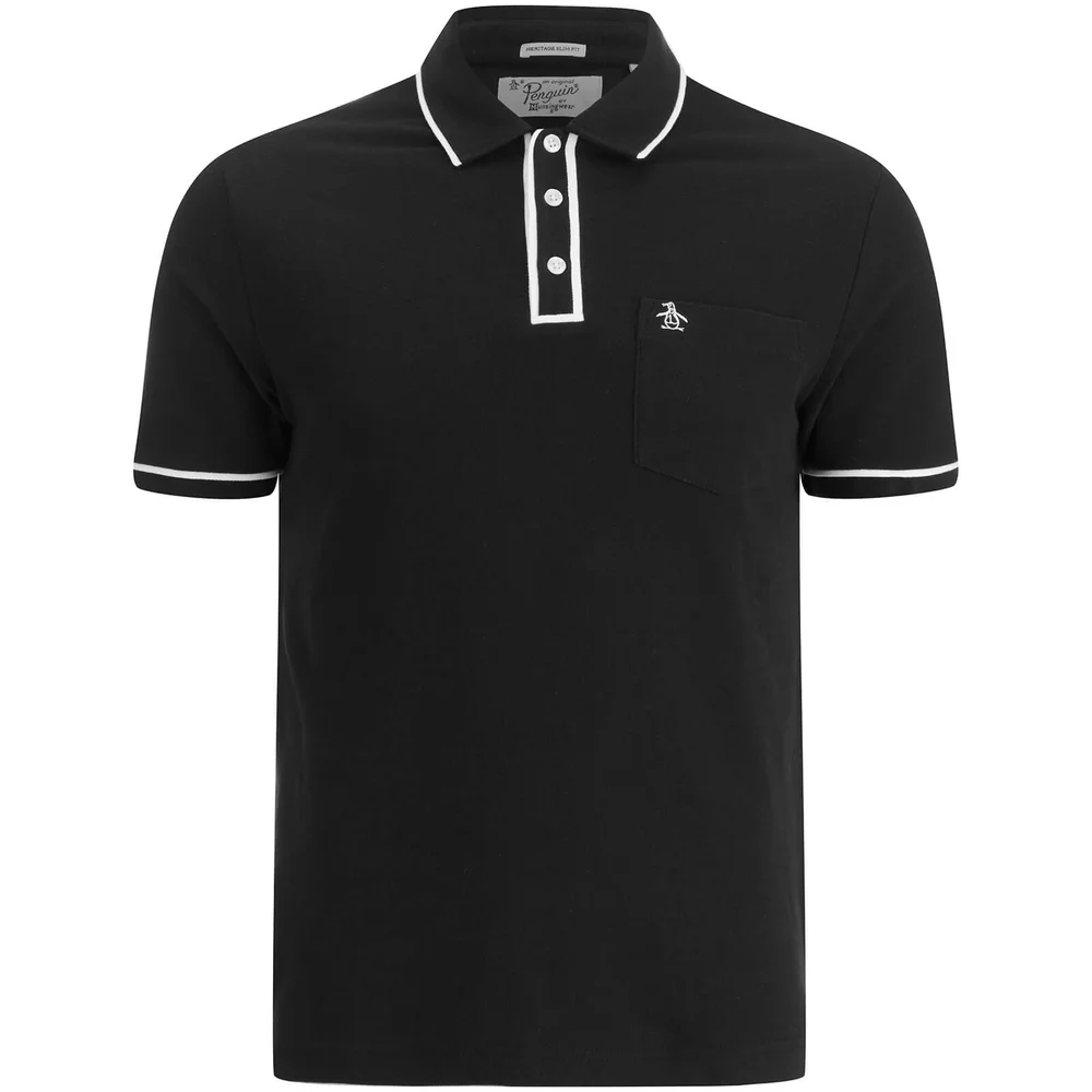 Original Penguin Men's Earl Tipped Polo Shirt - True Black - S - Zwart Afbeelding 1