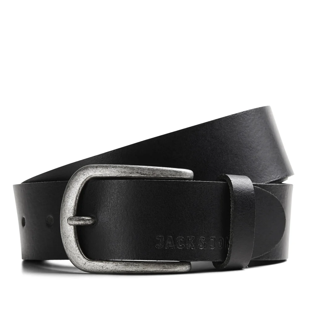 Jack & Jones Men's Logo Buckle Belt - Black - S - Zwart Afbeelding 1
