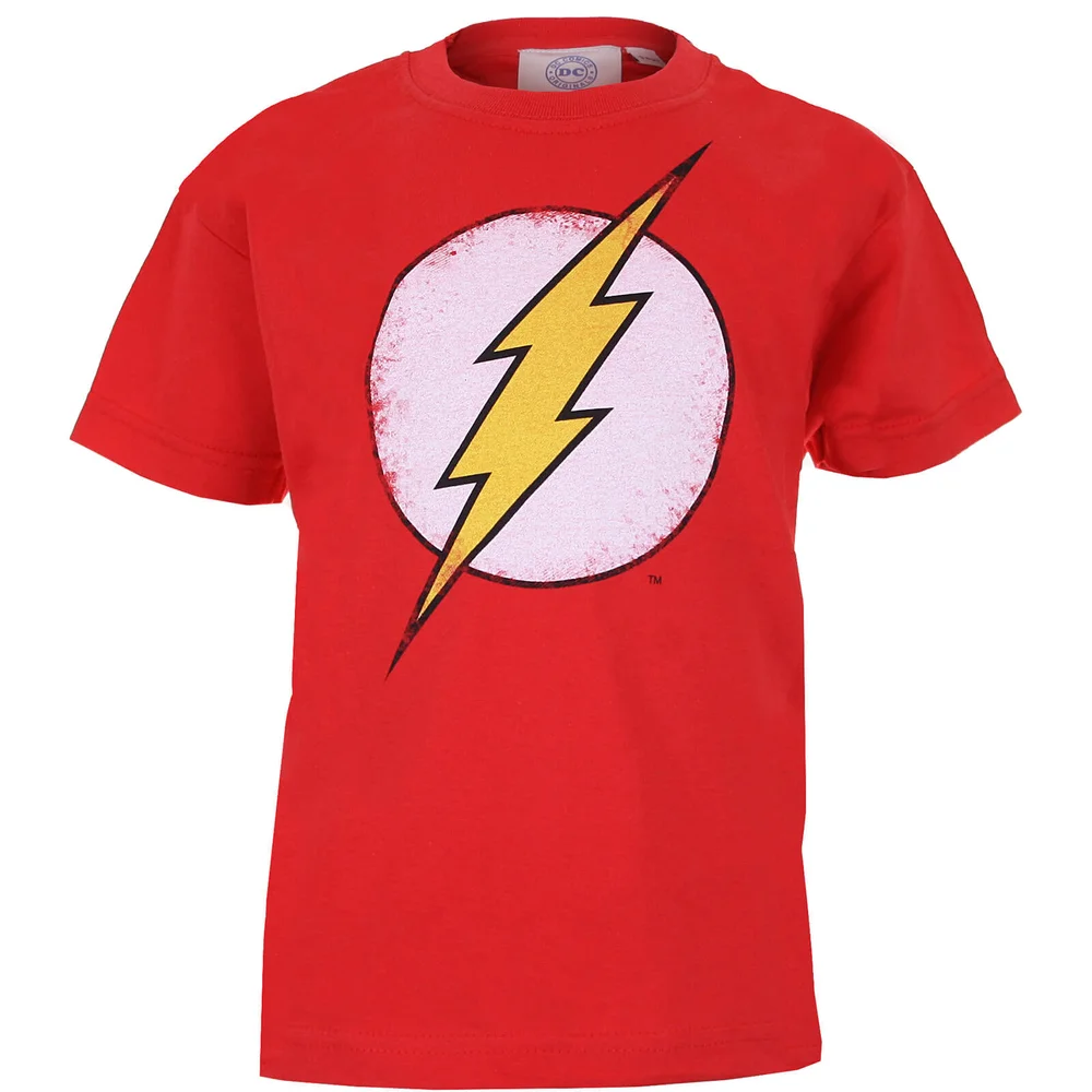 DC Comics The Flash Distress Logo Jongens T-Shirt - Rood - 122/128 (7-8 jaar) Afbeelding 1