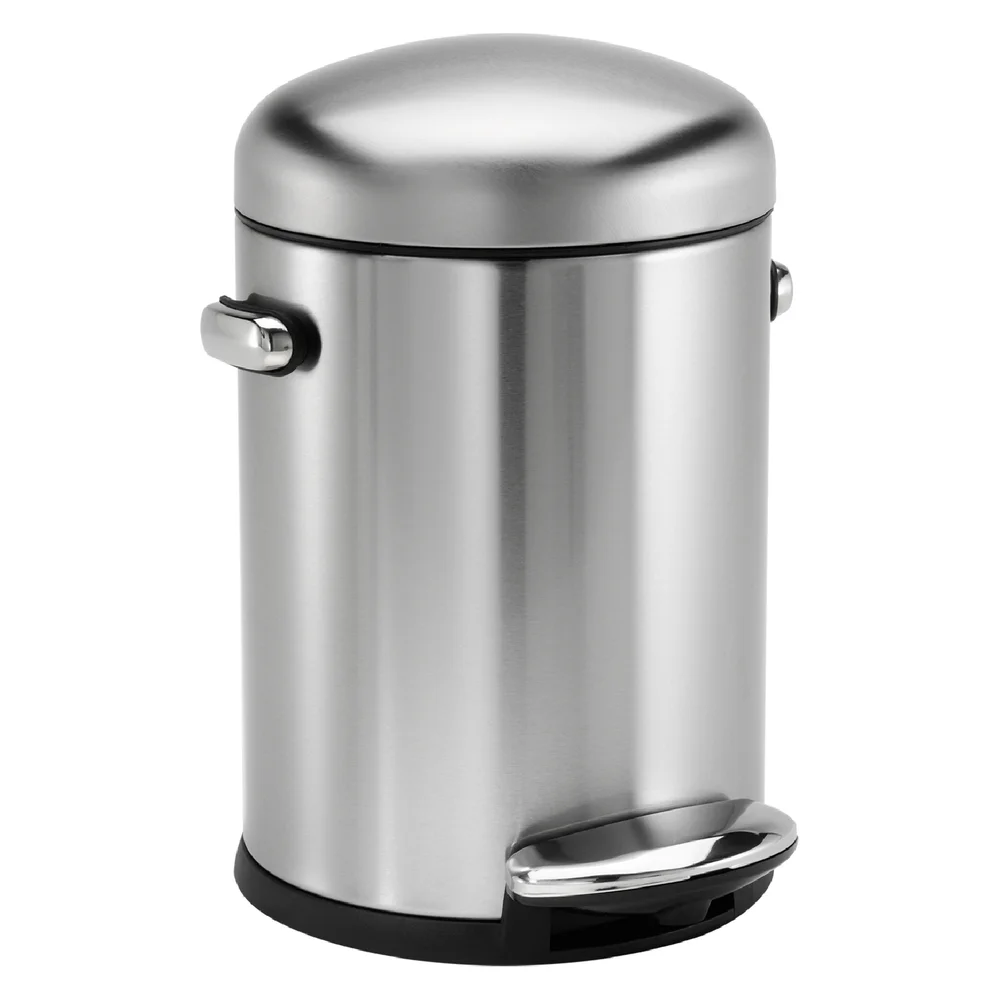 simplehuman Round Brushed Steel Retro Pedal Bin 4.5L Afbeelding 1