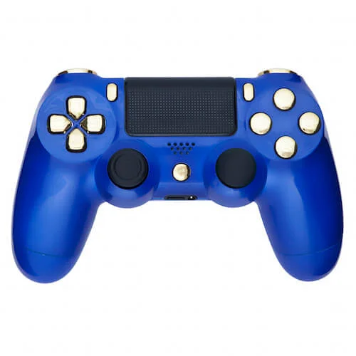 Playstation 4 Custom Controller - Royal Blue and Chrome Gold Afbeelding 1