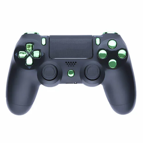 Playstation 4 Custom Controller - Matte Black & Chrome Green Afbeelding 1