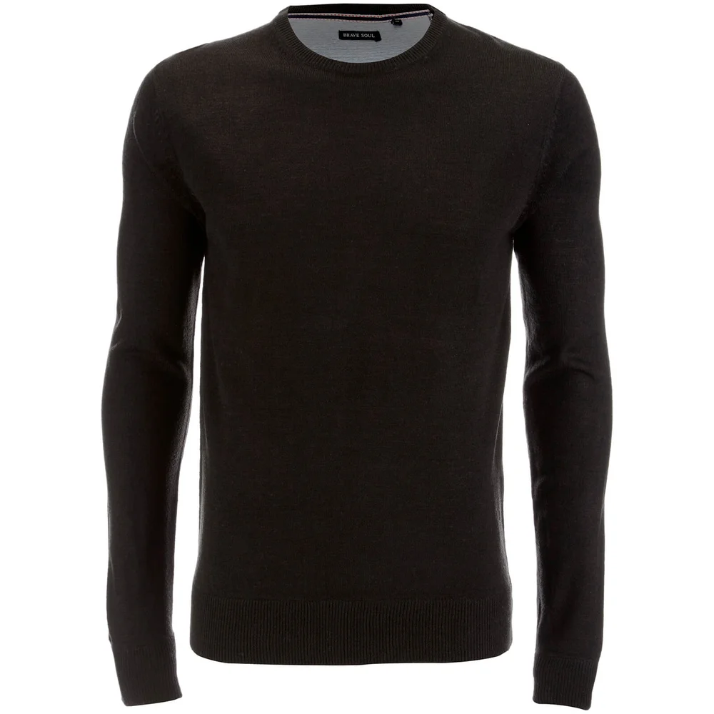 Brave Soul Men's Parse Supersoft Crew Neck Jumper - Charcoal Marl - S - Grijs Afbeelding 1