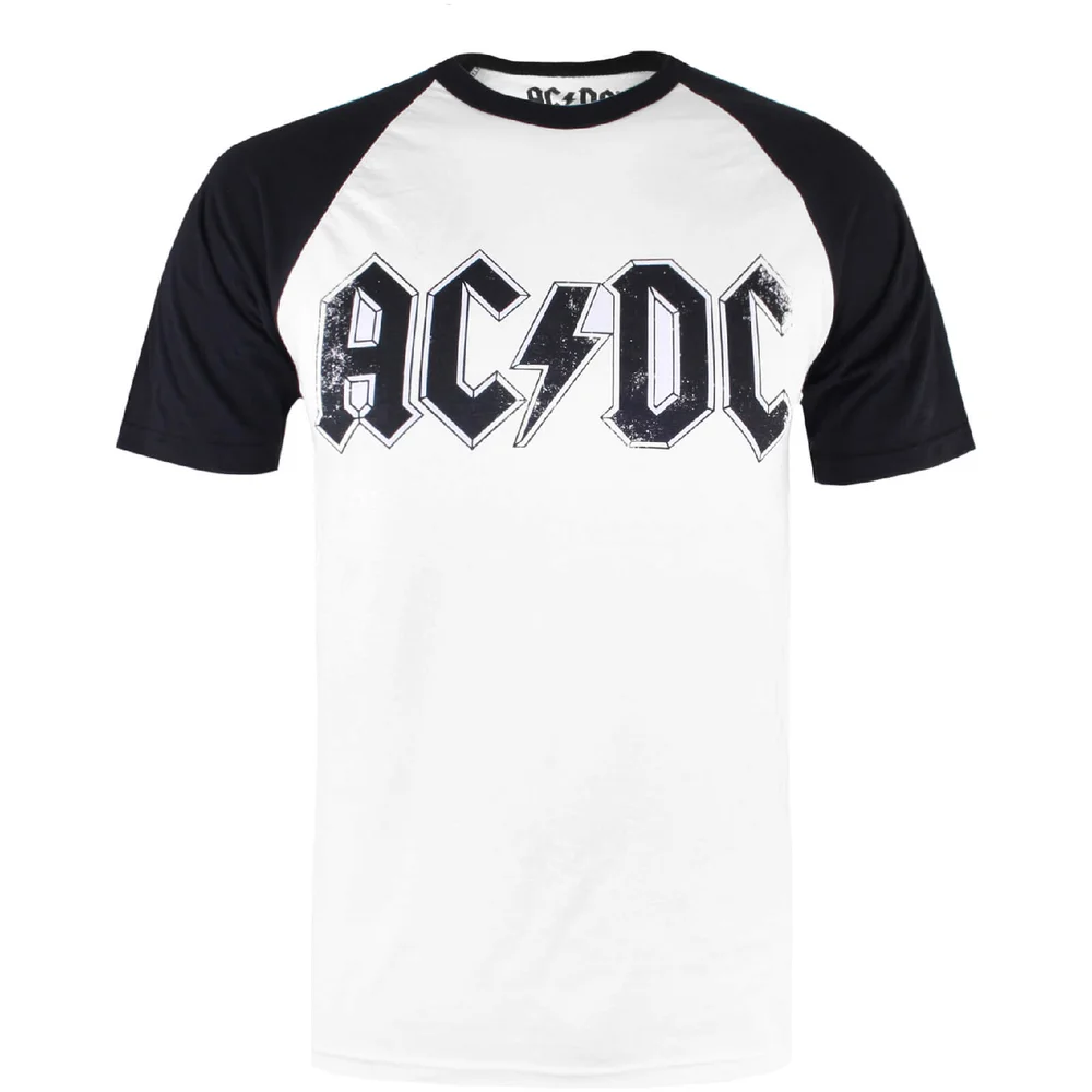 ACDC Logo Raglan Logo Heren T-Shirt - Wit/Zwart - S Afbeelding 1