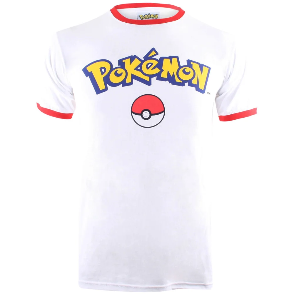 Pokemon Logo Heren T-Shirt - Wit/Rood - S - White/Red Afbeelding 1