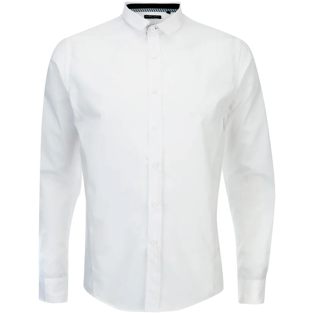 Brave Soul Men's Tudor Long Sleeve Shirt - White - S - Wit Afbeelding 1