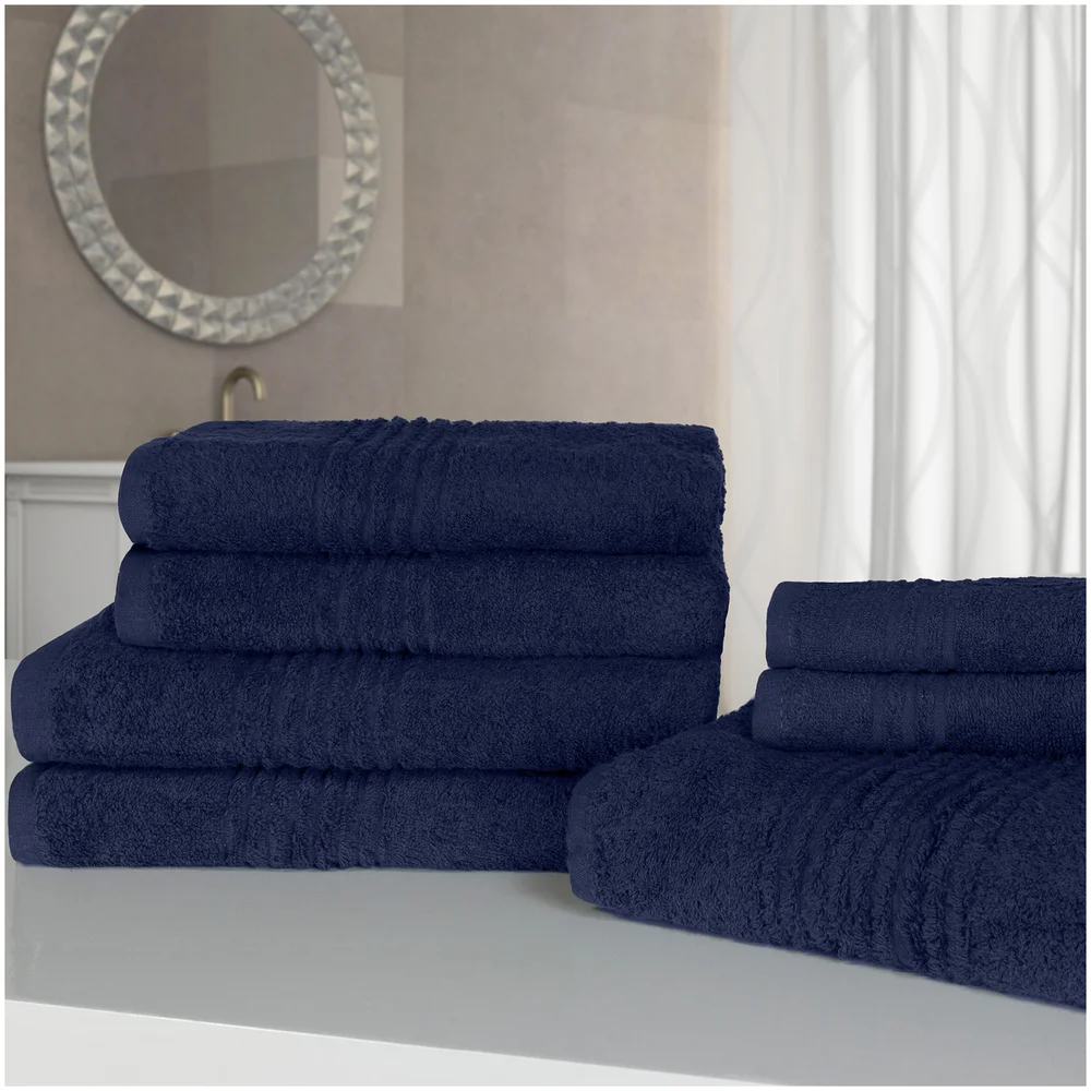 Highams 100% Egyptian Cotton 7 Piece Towel Bale (500gsm) - Blue Afbeelding 1