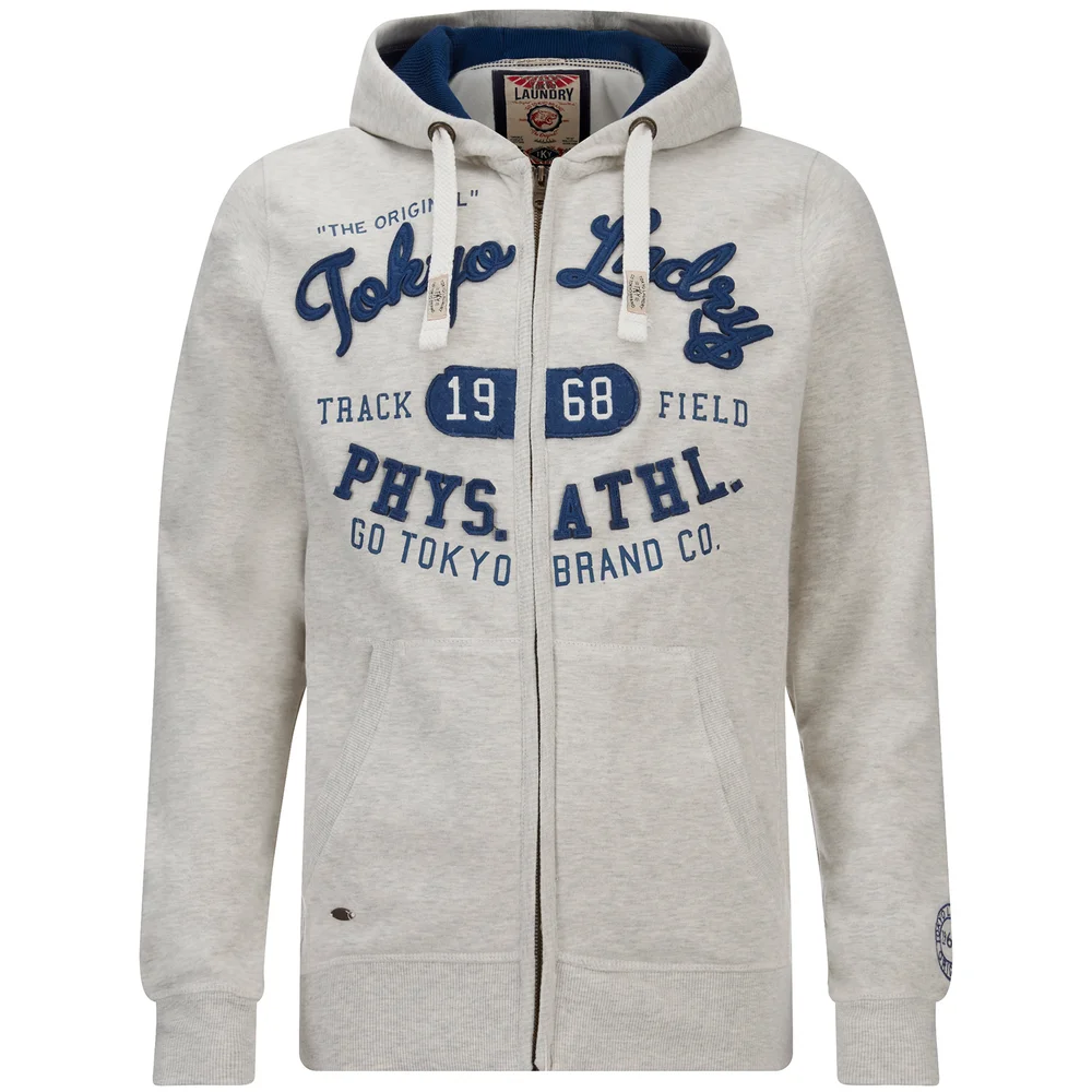 Tokyo Laundry Men's Mantua Bay Zip Through Hoody - Oatgrey Marl - S - Beige Afbeelding 1