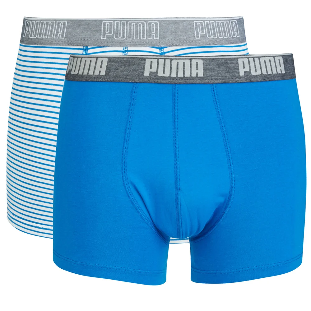 Puma Men's 2 Pack Stripe Boxers - Blue - S - Blauw Afbeelding 1
