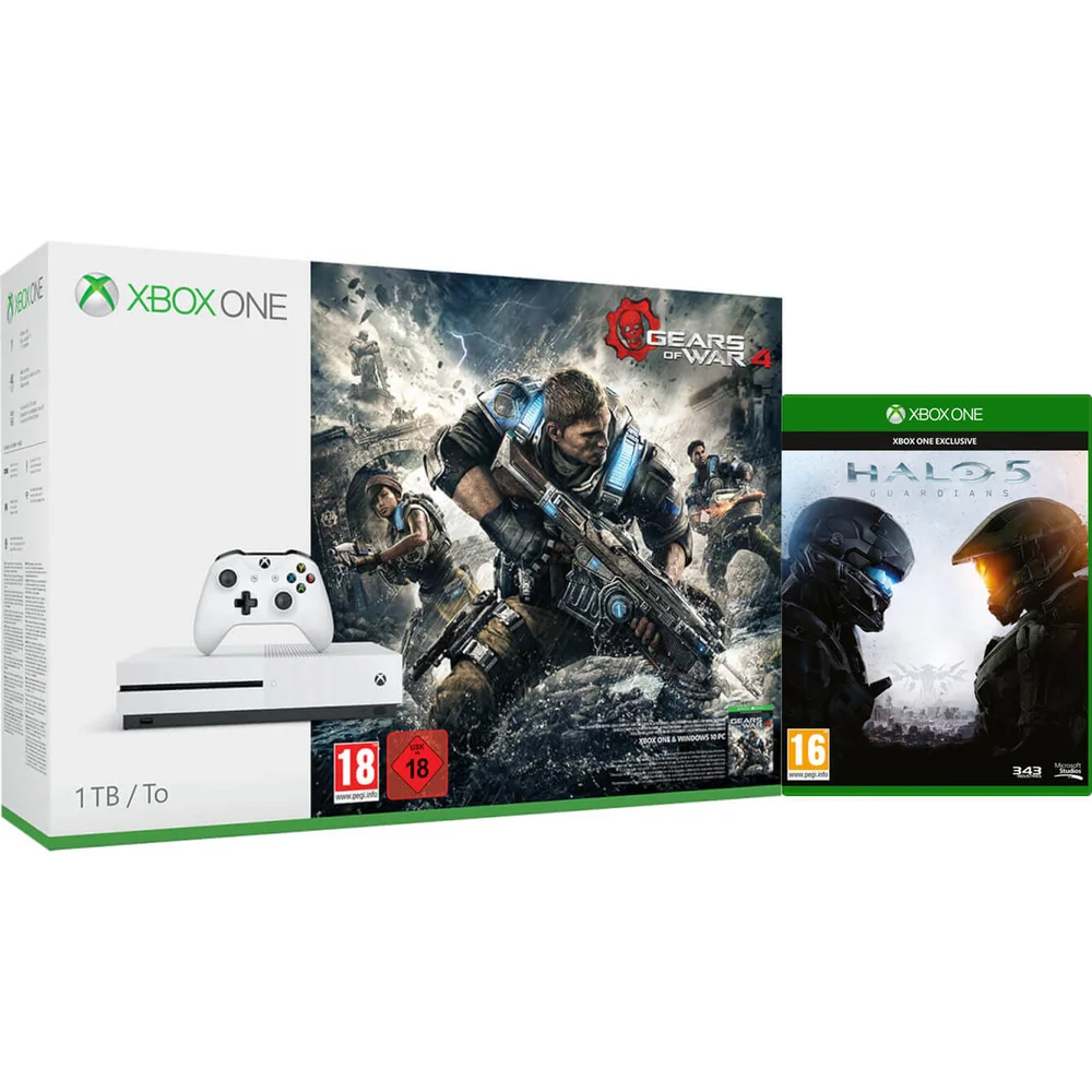 Xbox One S 1TB With Gears of War 4 and Halo 5 Afbeelding 1
