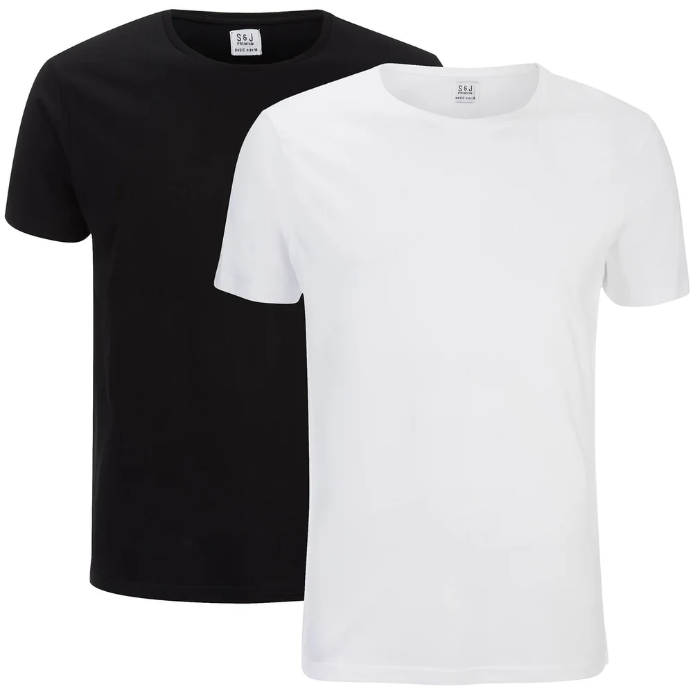 Smith & Jones Men's Purlin 2 Pack T-Shirt - Black/White - S - Black/White Afbeelding 1