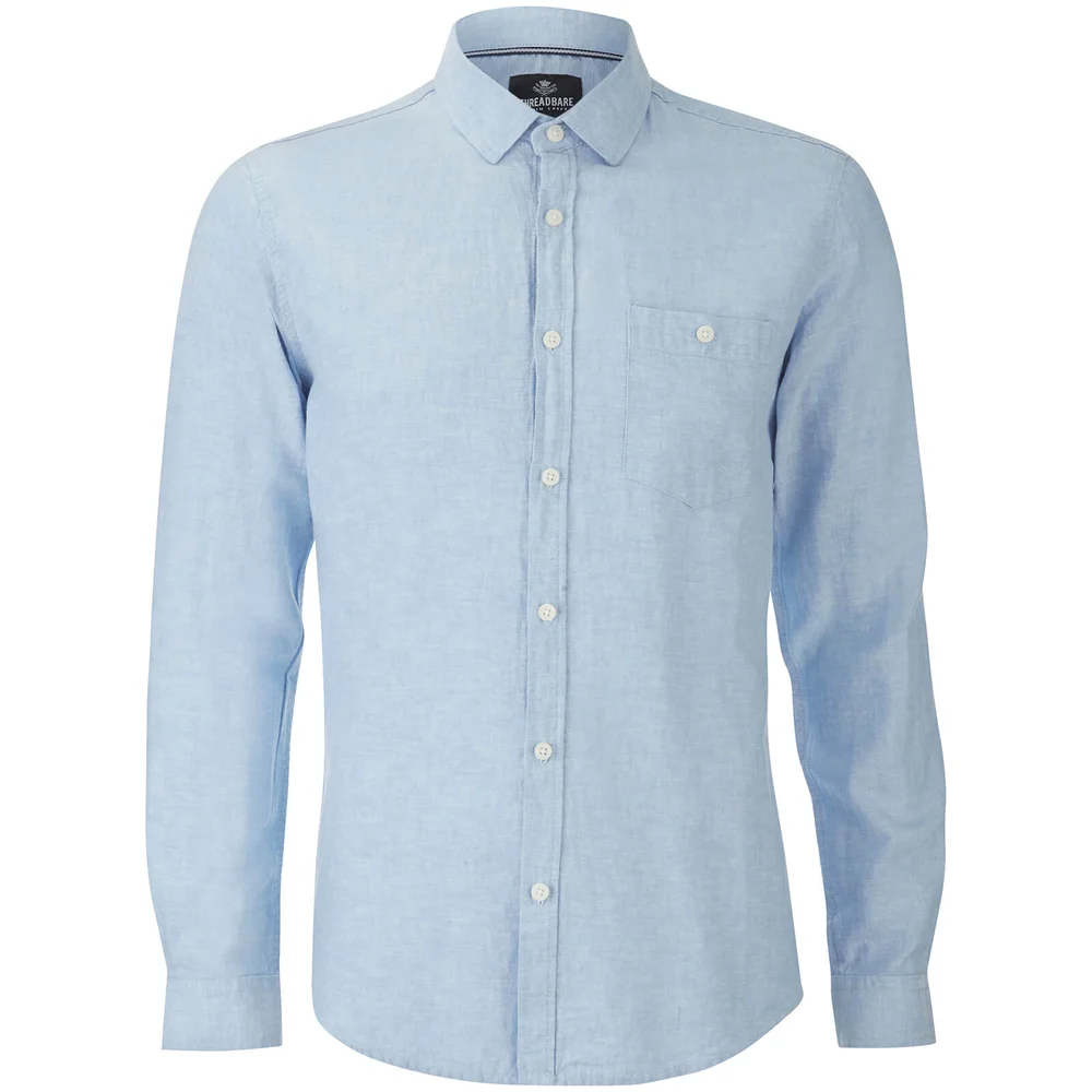 Threadbare Men's Butterbean Long Sleeve Shirt - Blue - S - Blauw Afbeelding 1