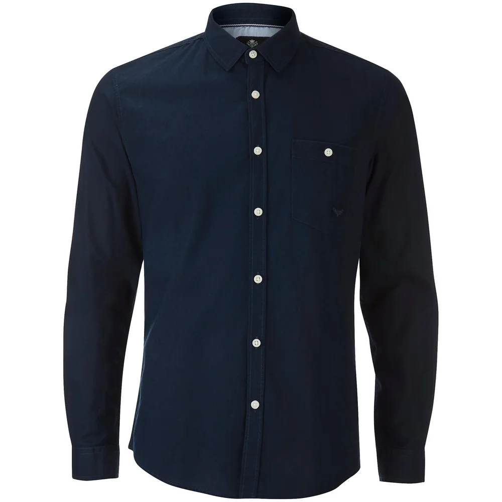 Threadbare Men's Butterbean Long Sleeve Shirt - Navy - S - Blauw Afbeelding 1