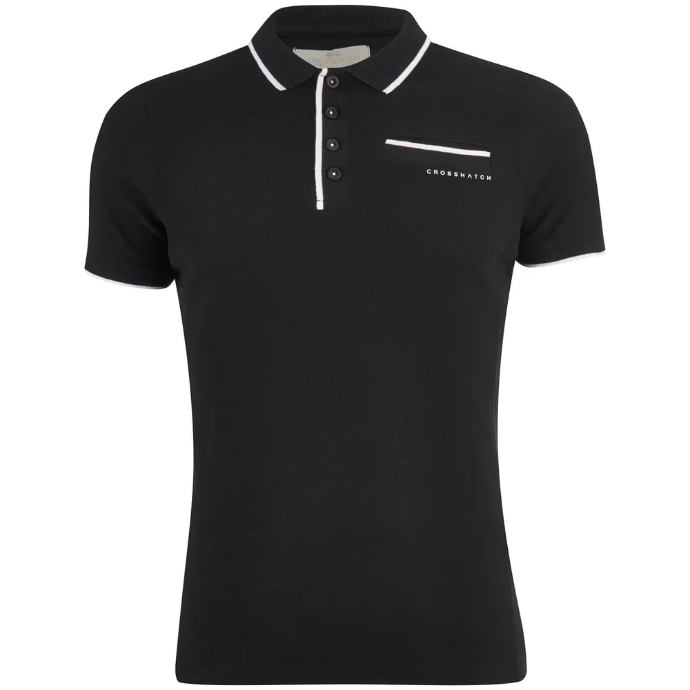 Crosshatch Men's Pinback Arm Logo Polo Shirt - Black - S - Zwart Afbeelding 1