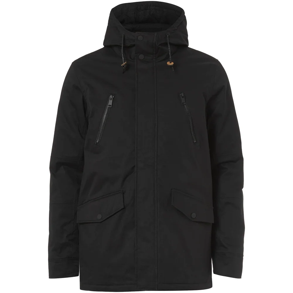 Brave Soul Men's Fingland Coated Parka Jacket - Navy - S - Blauw Afbeelding 1