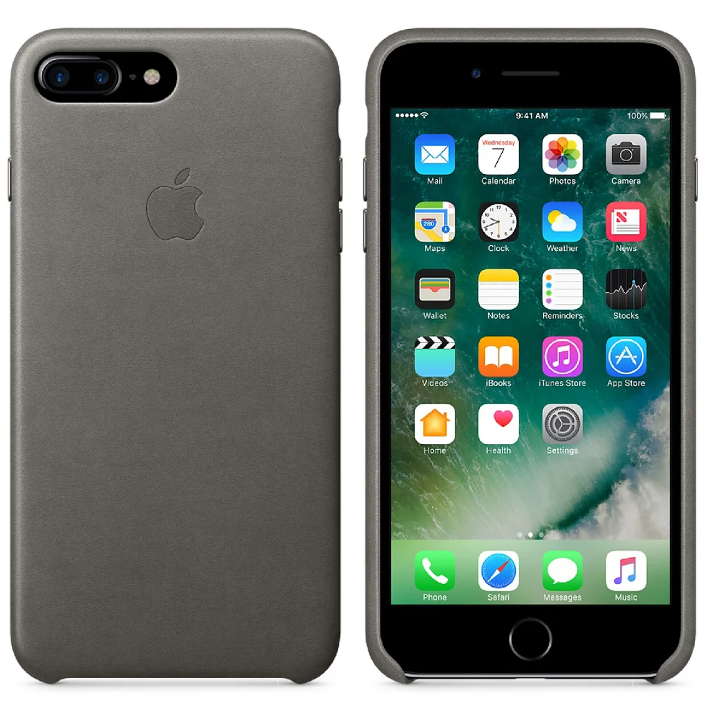 Apple iPhone 7 Plus Leather Case - Storm Gray Afbeelding 1