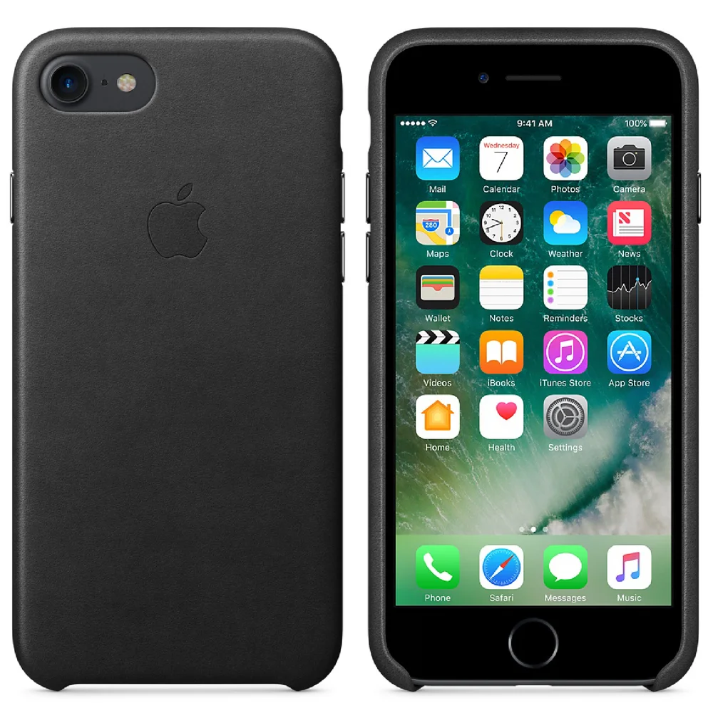 Apple iPhone 7 Leren Hoesje - Zwart Afbeelding 1