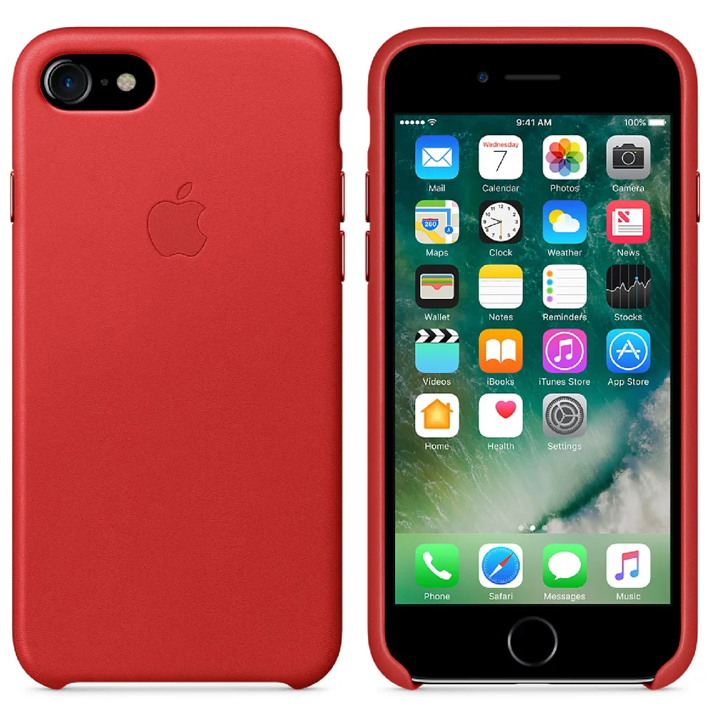 Apple iPhone 7 Leren Hoesje - Rood Afbeelding 1