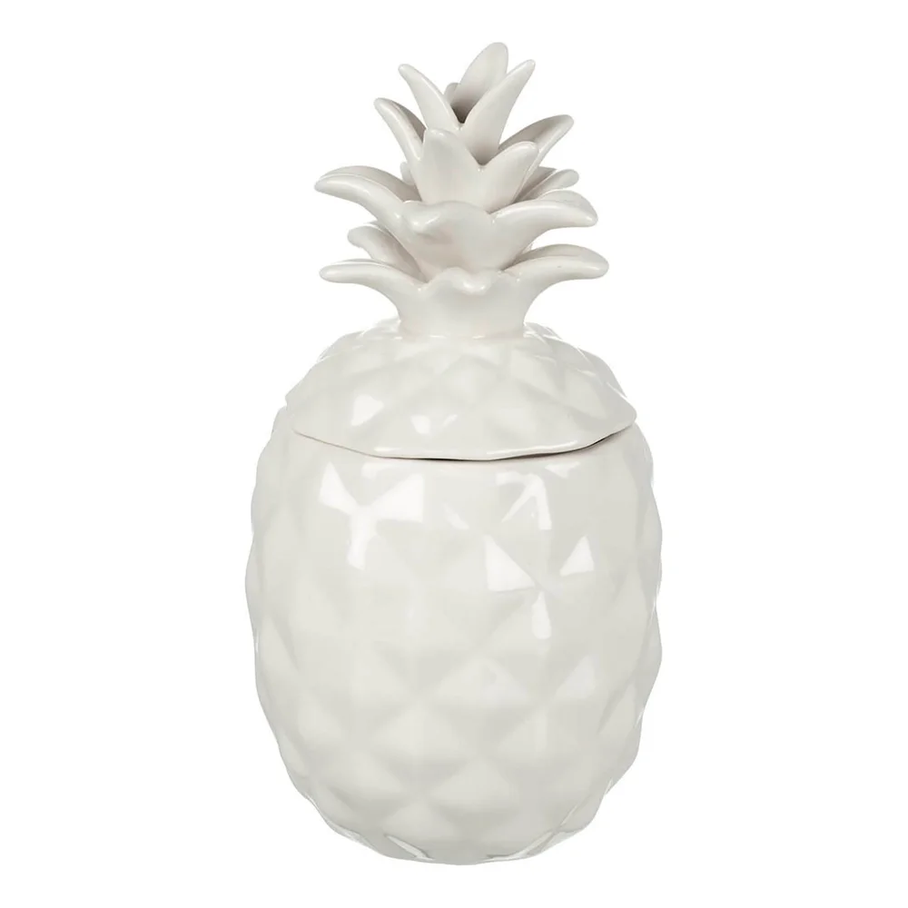 Parlane Ananas Keramische Voorraadpot - Wit (20 x 10cm) Afbeelding 1