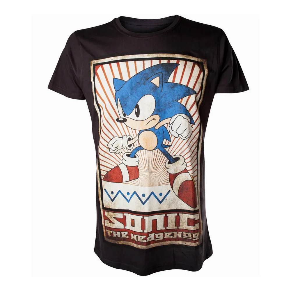 Sega Men's Sonic The Hedgehog Vintage T-Shirt - Black - S - Zwart Afbeelding 1