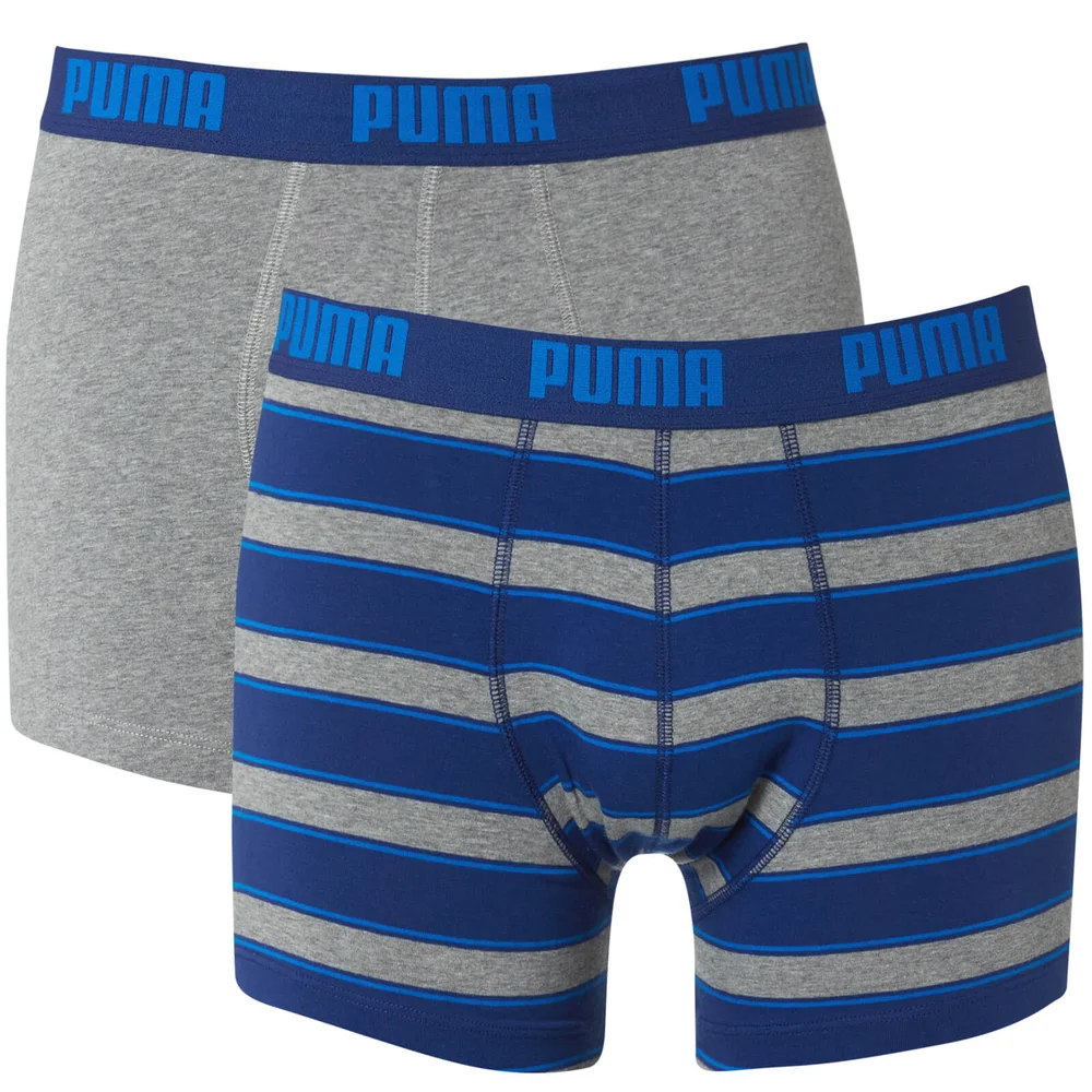 Puma Men's 2 Pack Rugby Striped Boxers - Blue/Grey - S - Blue/Grey Afbeelding 1