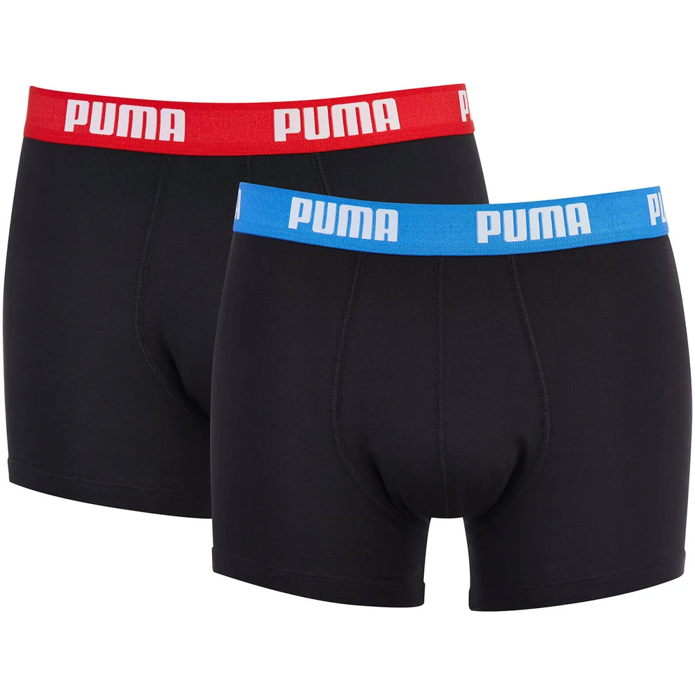 Puma Men's 2 Pack Basic Boxers - Black/Red/Blue - S - Zwart Afbeelding 1