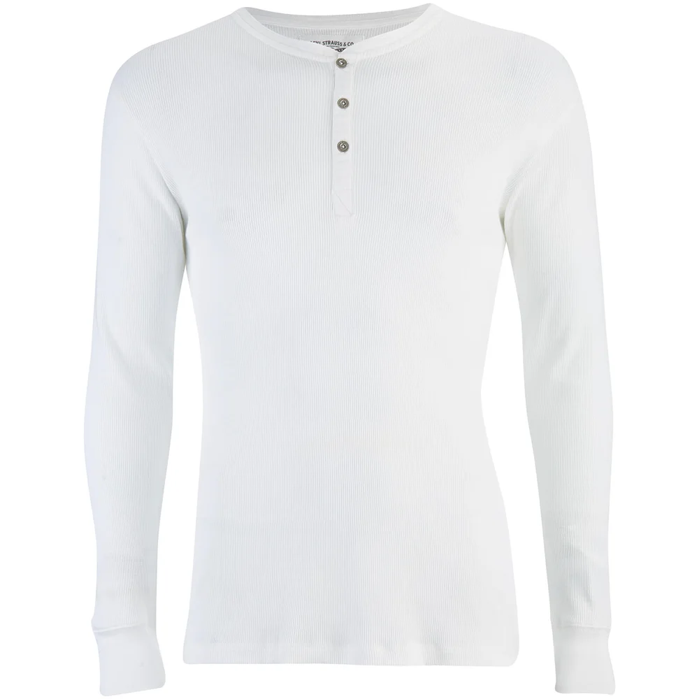 Levi's Men's Long Sleeve Grandad Top - White - S - Wit Afbeelding 1
