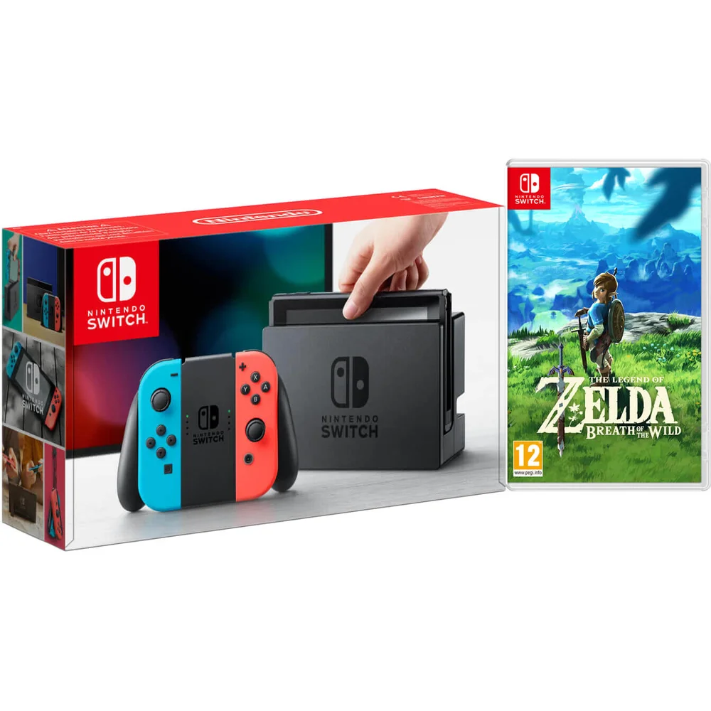 Nintendo Switch Console With Neon Red/Neon Blue Joy-Con with The Legend of Zelda: Breath of the Wild Afbeelding 1