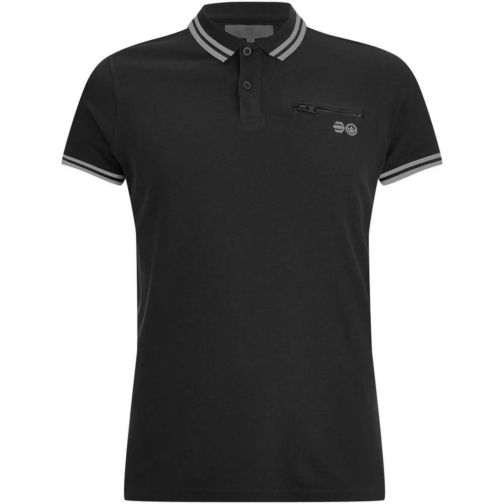 Crosshatch Men's Crazer Tipped Pique Polo Shirt - Black - S - Zwart Afbeelding 1