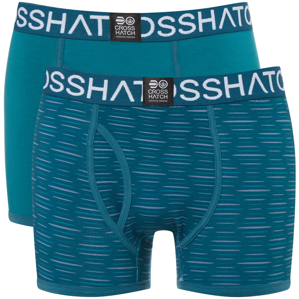 Crosshatch Men's 2 Pack Syntho Boxer Shorts - Deep Lake - S - Groen Afbeelding 1
