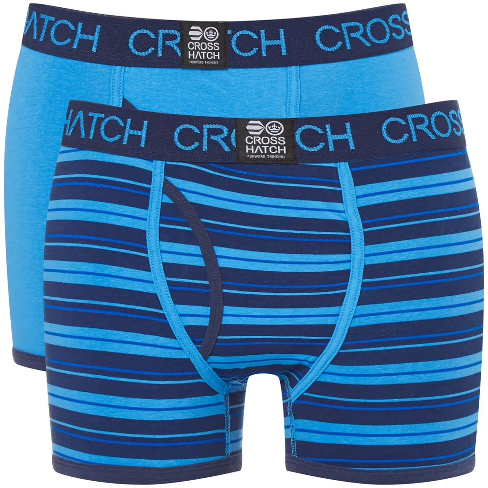 Crosshatch Men's 2 Pack Deckster Boxer Shorts - Malibu Blue - S - Blauw Afbeelding 1