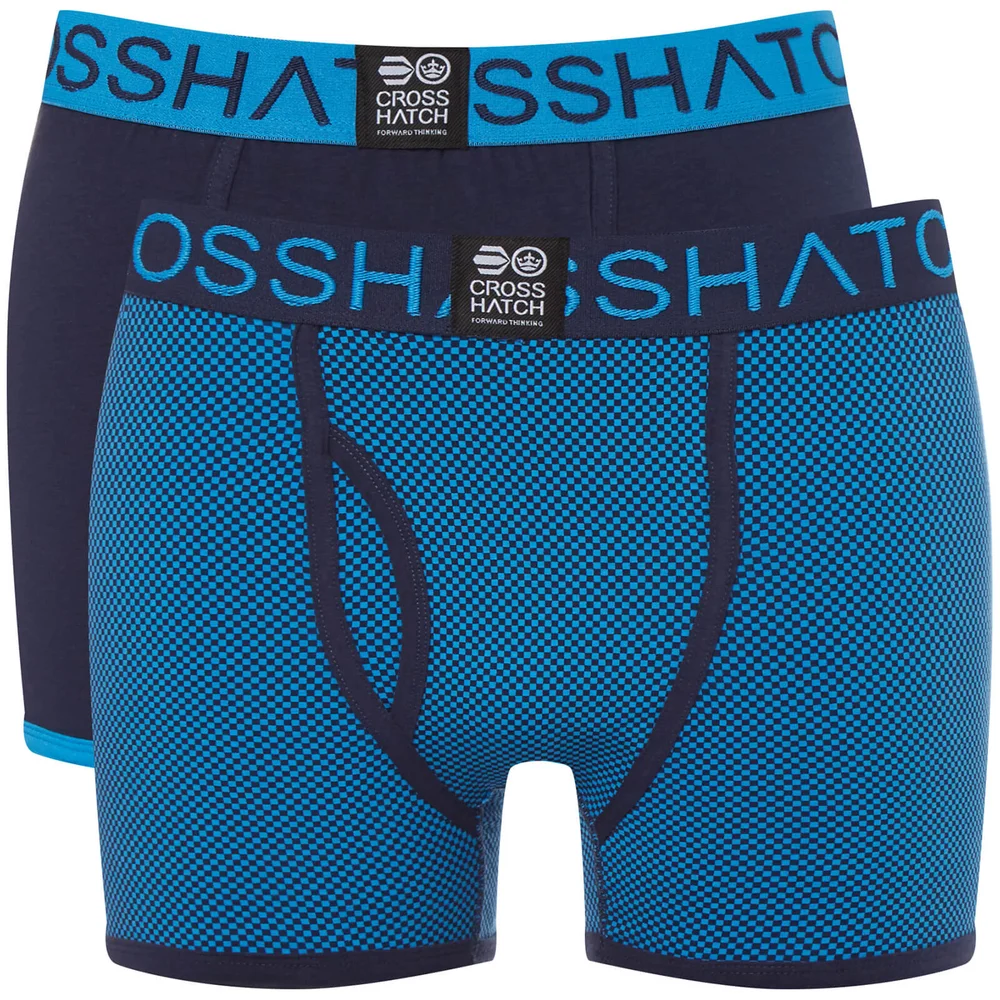 Crosshatch Men's 2 Pack Glowchex Boxer Shorts - Malibu Blue - S - Blauw Afbeelding 1