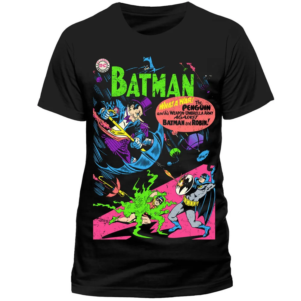 DC Comics Men's Batman Neon The Penguin Comic T-Shirt - Black - S - Zwart Afbeelding 1