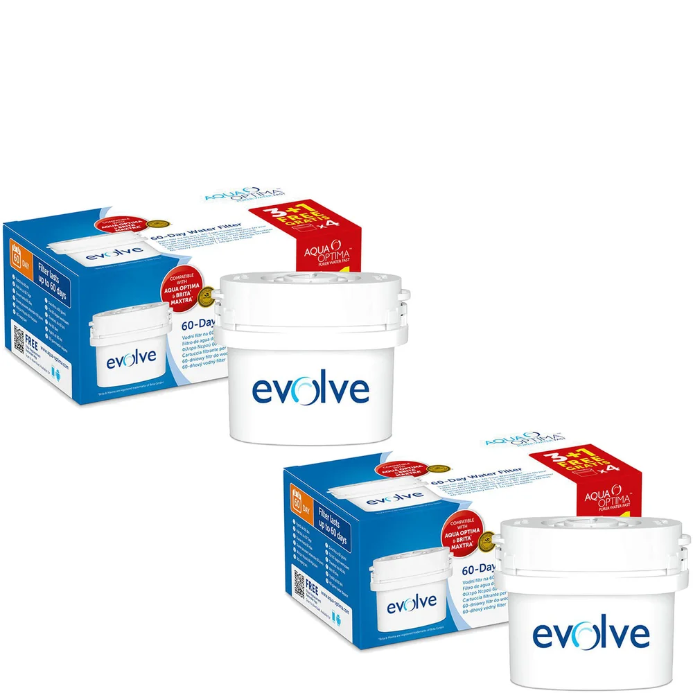 Aqua Optima 8 x 60 Day Evolve Water Filter Cartridges Fits BRITA MAXTRA Jugs (16 Month Pack) Afbeelding 1