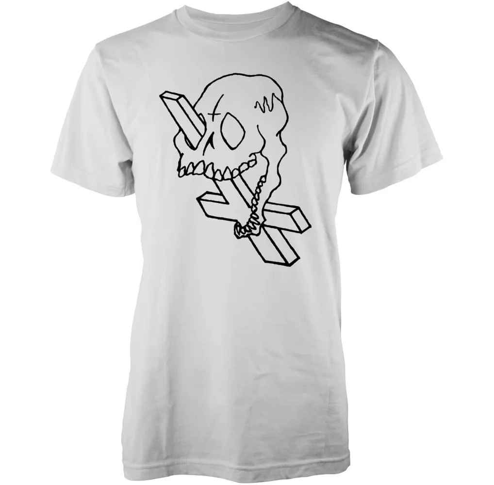 Abandon Ship Skull Cross Heren T-shirt - Wit - S - Wit Afbeelding 1