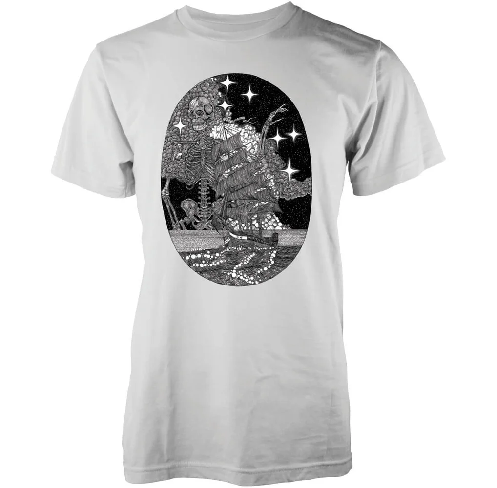 Abandon Ship Skeleton At Sea Heren T-shirt - Wit - S - Wit Afbeelding 1