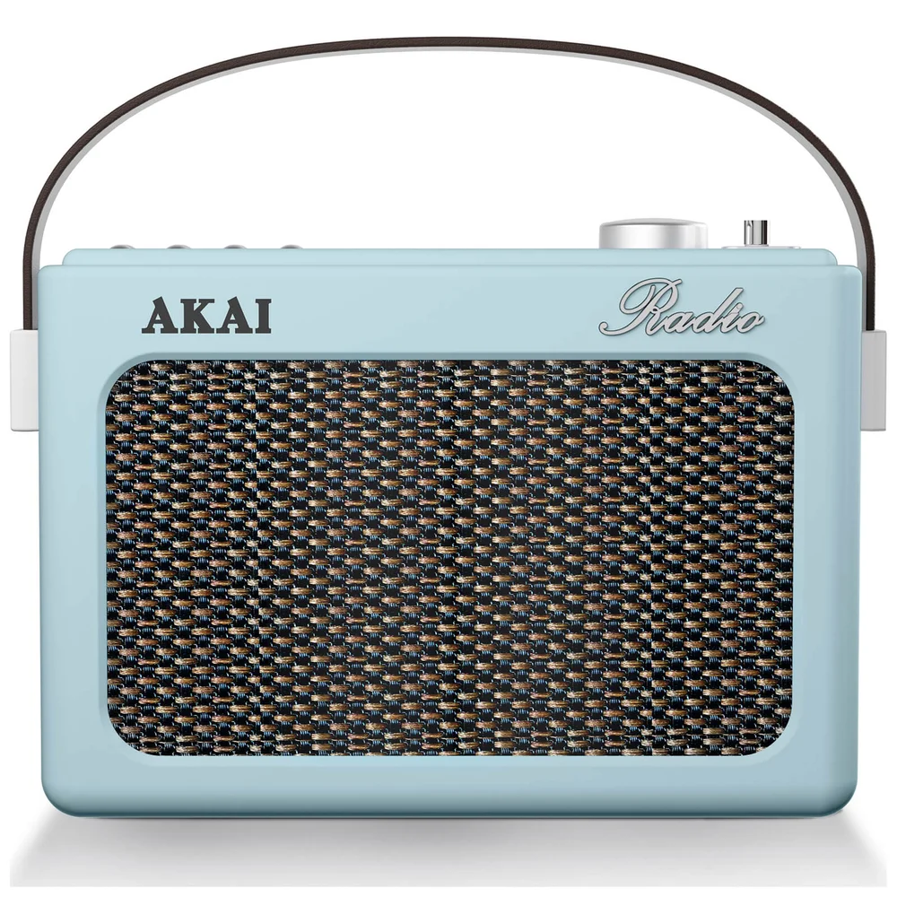 Akai Retro Vintage Portable Wireless AM/FM Radio with LCD Screen - Blue Afbeelding 1