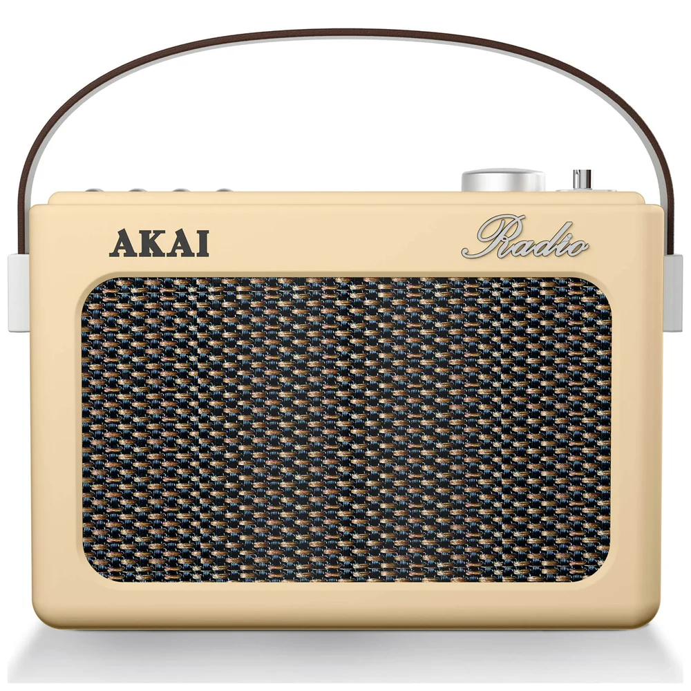 Akai Retro Vintage Portable Wireless AM/FM Radio with LCD Screen - Cream Afbeelding 1