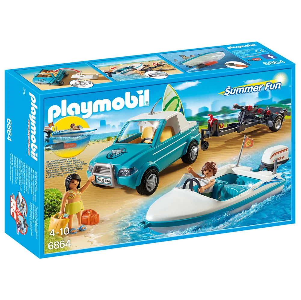 Playmobil Summer Fun Surfer Pickup with Speedboat with Underwater Motor (6864) Afbeelding 1