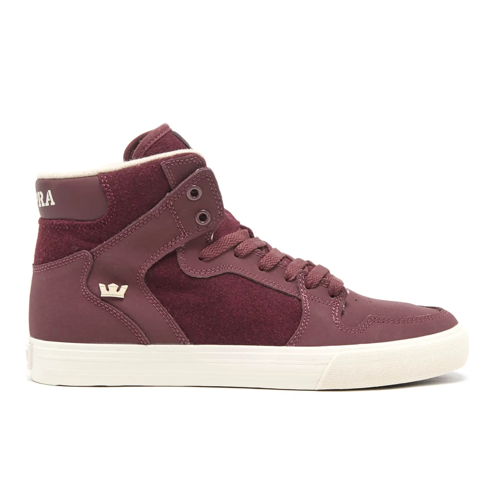 Supra Men's Vaider High Top Trainers - Burgundy/White - UK 7/EU 41 - Red/White Afbeelding 1