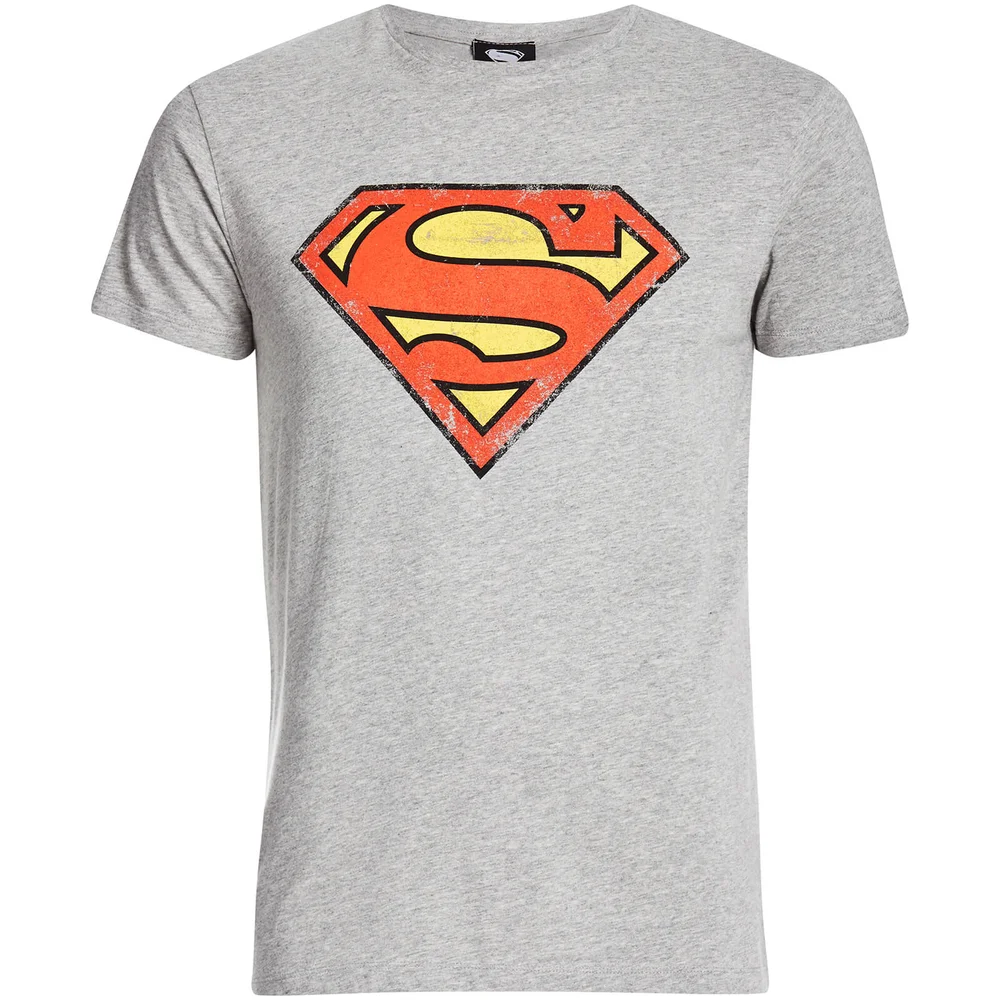 DC Comics Men's Superman Distressed Logo T-Shirt - Grey - S - Grijs Afbeelding 1