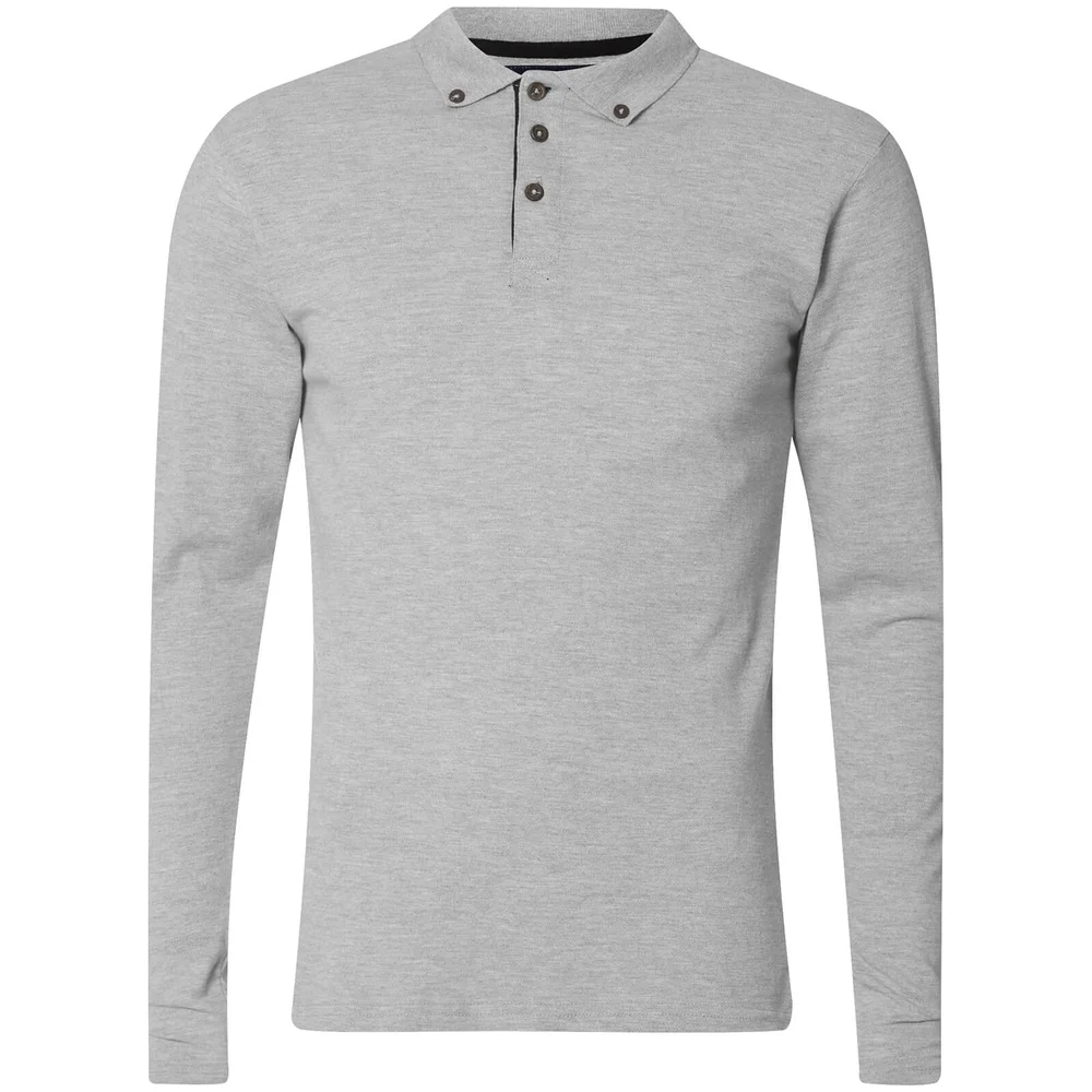 Advocate Men's Ralling Long Sleeve Polo Shirt - Light Grey Melange - S - Grijs Afbeelding 1