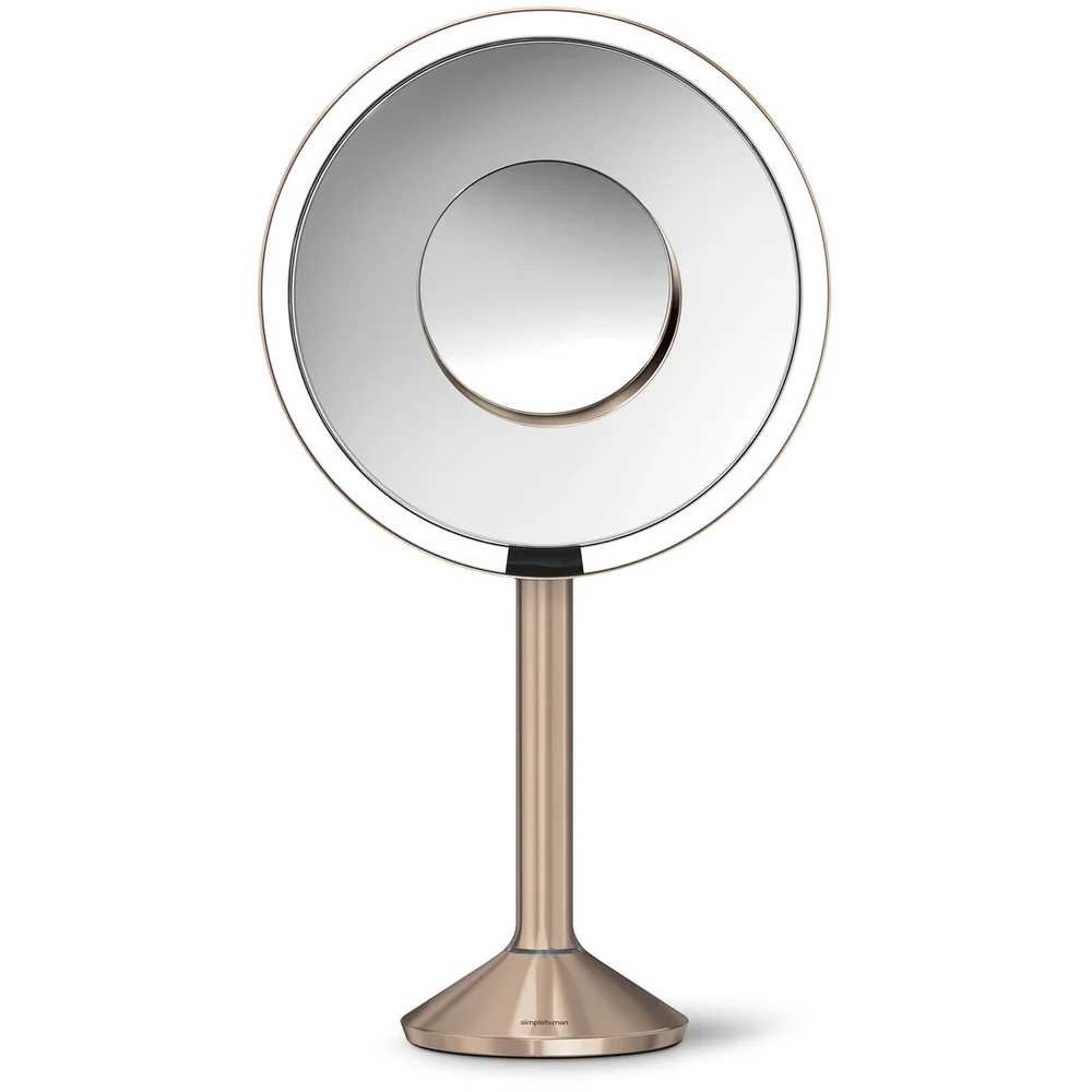simplehuman Stainless Steel Rechargeable Pro 5x Plus 10x Magnification Sensor Mirror - Rose Gold 20cm Afbeelding 1