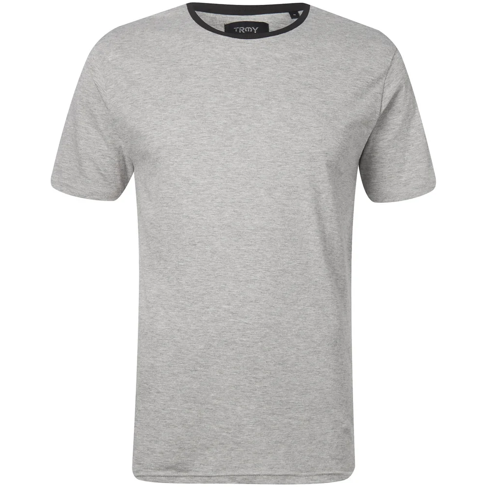 Troy Men's Elias Ringer T-Shirt - Light Grey Marl - S Afbeelding 1
